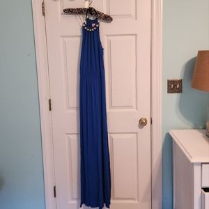 Lily Pulitzer Vintage Blue and Gold Maxi Dress